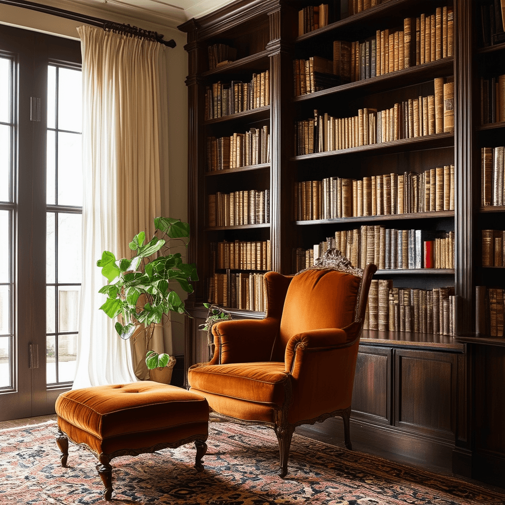 Cozy reading nook with books